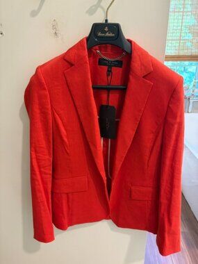 NWT Rag & Bone Fire Red Linen Lucy Blazer